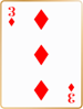 Three of diamonds card